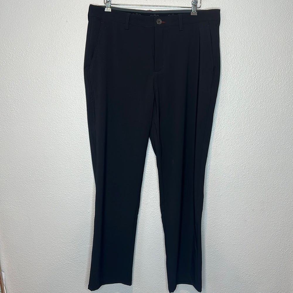 QOR Athletic Pants Golf Black Nylon Spandex Blend Stretch Size 38x34